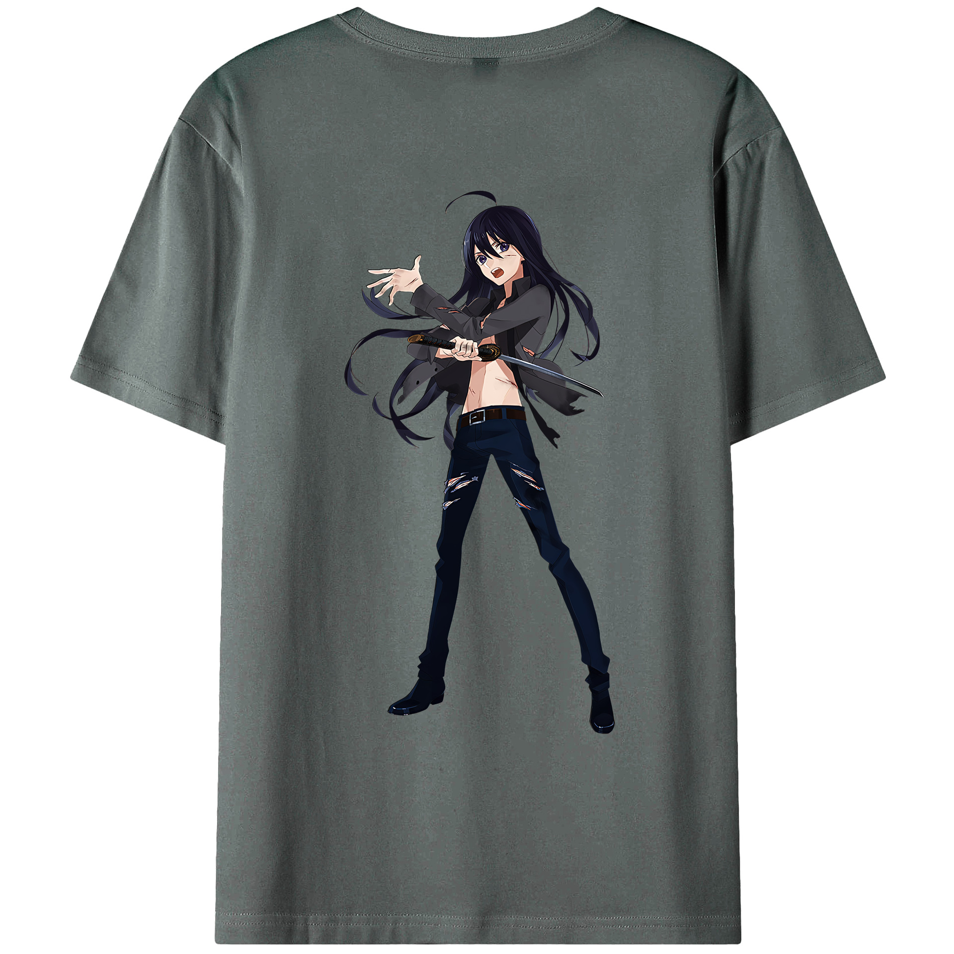 （画像用） 刀剣乱舞 Touken Ranbu 綿100％ メンズ半袖Tシャツ（バックプリント） 通気性